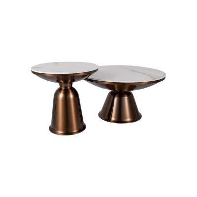 Комплект SIGNAL VERA (2 стола журнальных) белый/медный 75/41, 50/49